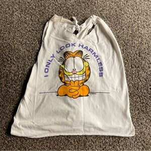 Vintage 90s Garfield The Cat Summer Cut & Tie Fringe Tshirt Size Small/Medium